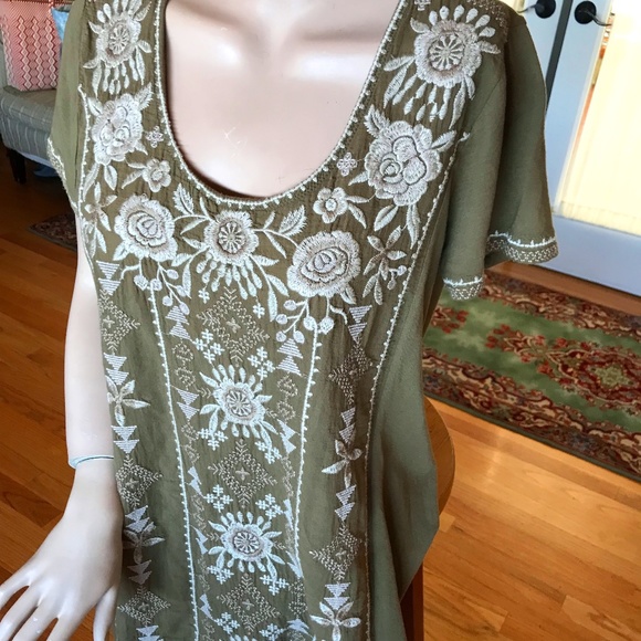 Johnny Was Dresses & Skirts - NWT Johnny Was  Lane Woven Panel Tunic Dress, Rustic Olive, Cupra Rayon S